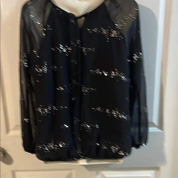 Valerie Stevens Sheer Black Blouse with Silver Dots - Picture 4 of 8
